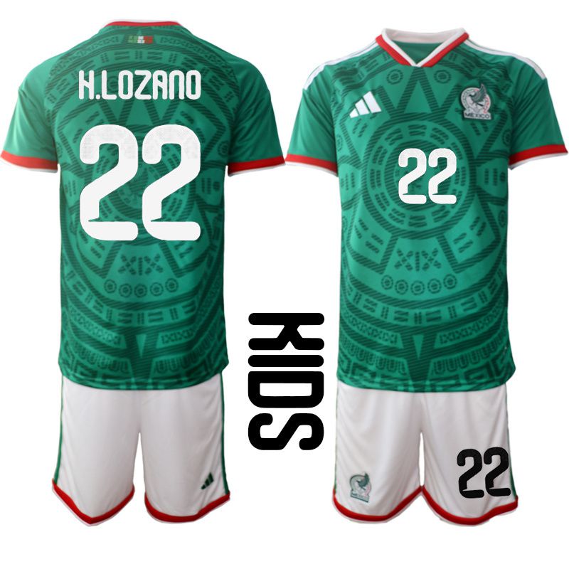 Youth 2026 World Cup National Team Mexico home green #22 Soccer Jersey